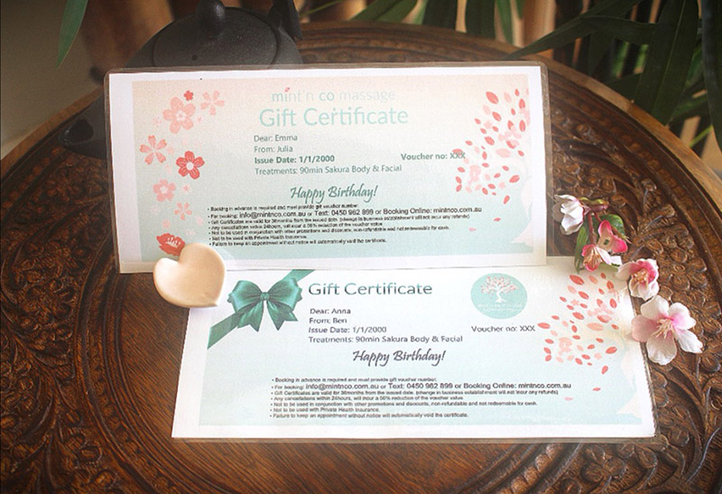 Two gift certificates